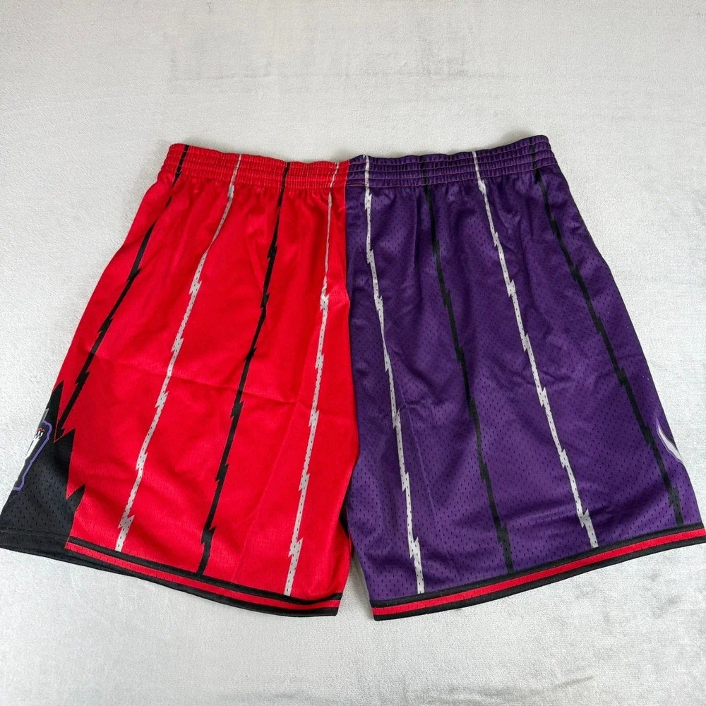 Toronto Raptors Mitchell Ness Split Swingman Shorts Mens 5XL Purple Red $95 NWT